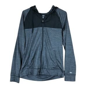 DSG Mens Sweatshirt Hoodie Gray Black Full Zip Long Sleeve Stretch Small